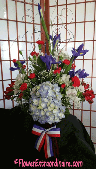 red white blue flowers - citizenship celebration